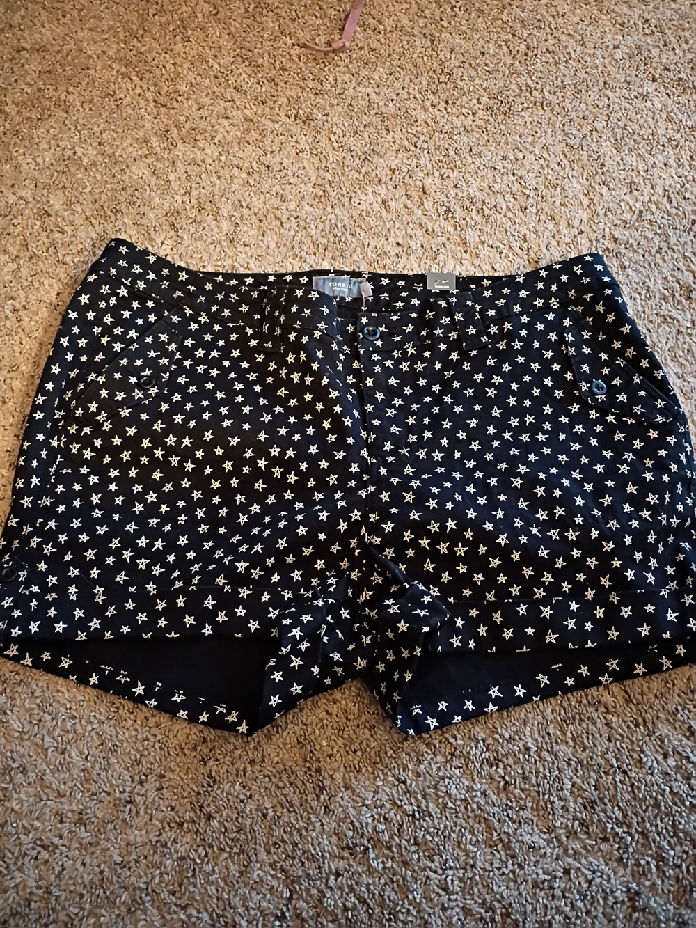 torrid Black Star-Print Jean Shorts